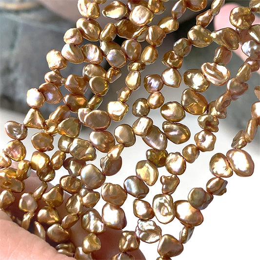 Freshwater pearl brown gold (poppy chip) size about 4-5 x 5.5-6mm hole diameter about 0.4-0.5mm 