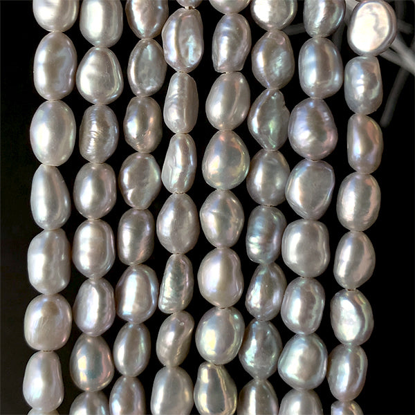 Freshwater pearl (baroque) Gray Size: Approx. 7-7.5 x 5.5-6.5 mm Hole diameter: Approx. 0.5 mm