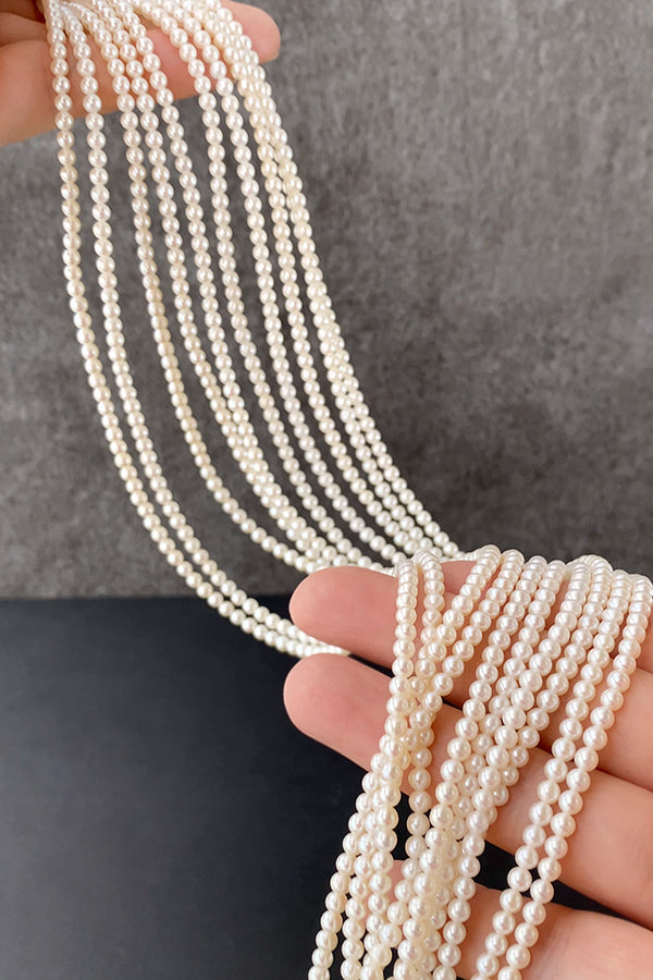 【淡水パール】 （セミラウンド） 大きさ　約3.4～3.5×3.6～3.7mm 穴径　約0.4～0.5mm