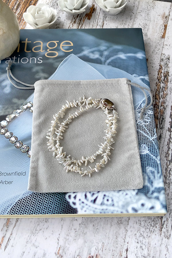 [Akoya Pearls] [Finished Product] Pure and lustrous rare horn-shaped Akoya pearl necklace, 40cm, gradient finish
