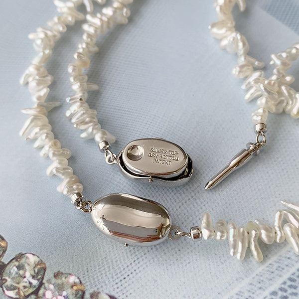 [Akoya Pearls] [Finished Product] Pure and lustrous rare horn-shaped Akoya pearl necklace, 40cm, gradient finish