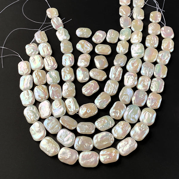 [Freshwater Pearl] (Flat Square Rectangle) Size: Approx. 19-20 x 14-15mm Hole Diameter: Approx. 0.4-0.5mm