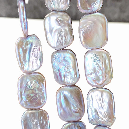 【淡水パール】 （スクエア　レクタングル） シルバーグレー 大きさ　約17～17.5×12.5～13mm 穴径　約0.5～0.6mm