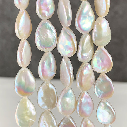 【淡水パール】 （フラットドロップ） 大きさ　約12.5～13×9～10mm 穴径　約0.5～0.6mm 10個