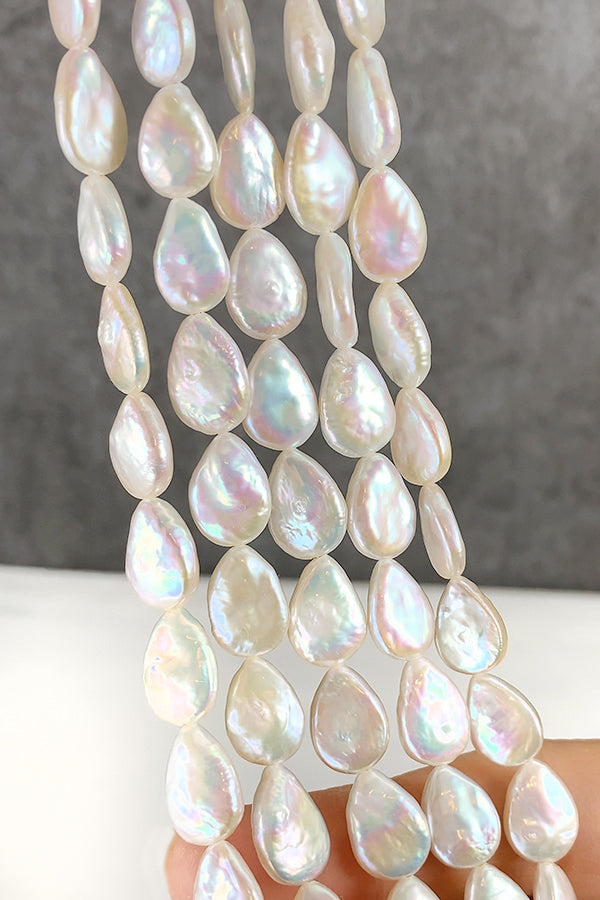 【淡水パール】 （フラットドロップ） 大きさ　約12.5～13×9～10mm 穴径　約0.5～0.6mm 10個