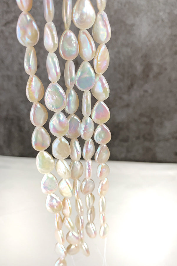 【淡水パール】 （フラットドロップ） 大きさ　約12.5～13×9～10mm 穴径　約0.5～0.6mm 10個