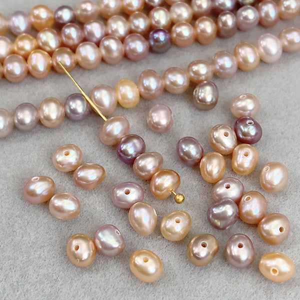 Freshwater Pearls (Potato) Natural Pink Mix Multicolor Size: Approx. 3.5-3.8 x 4.5-4.8mm Hole: Approx. 0.4-0.5mm Strand: Approx. 37cm, 96 Pearls 