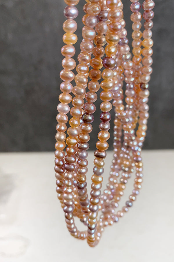 Freshwater Pearls (Potato) Natural Pink Mix Multicolor Size: Approx. 3.5-3.8 x 4.5-4.8mm Hole: Approx. 0.4-0.5mm Strand: Approx. 37cm, 96 Pearls 