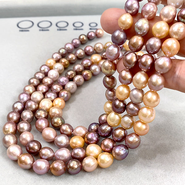 【淡水パール】 （ポテト） ナチュラルピンク ミックス 大きさ　約9～10×8.5～9mm 穴径　約0.4～0.5mm