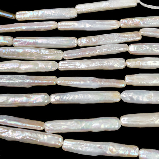 【淡水パール】 （ロングスクエア　スティック　ロングバー） 大きさ　約24～25×4～4.5mm 穴径　約0.4～0.5mm