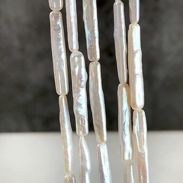 【淡水パール】 （ロングスクエア　スティック　ロングバー） 大きさ　約24～25×4～4.5mm 穴径　約0.4～0.5mm