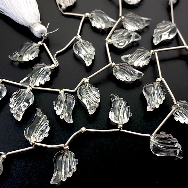 【天然石】 クリスタル （羽　天使の羽　ウィング） 2穴 大きさ　約13×9mm 穴径　約0.5～0.6mm 1個