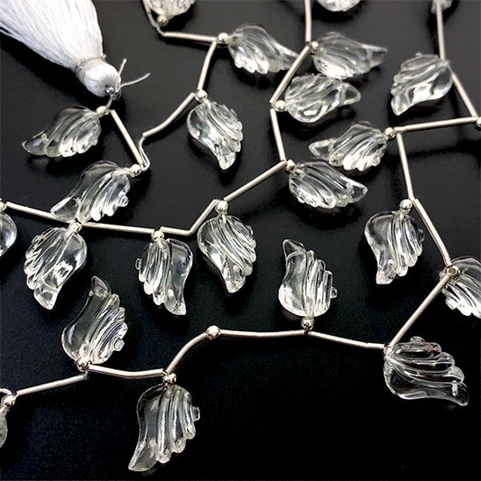 【天然石】 クリスタル （羽　天使の羽　ウィング） 2穴 大きさ　約13×9mm 穴径　約0.5～0.6mm 1個