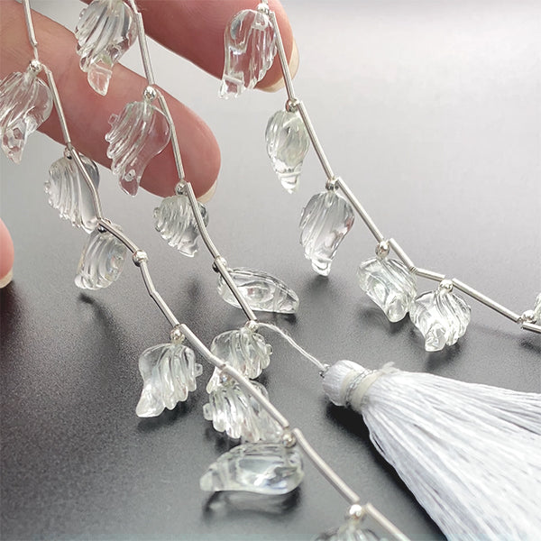 【天然石】 クリスタル （羽　天使の羽　ウィング） 2穴 大きさ　約13×9mm 穴径　約0.5～0.6mm 1個