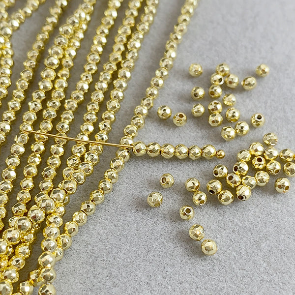 Natural Hematite (Round Cut) Light Gold, Size: Approx. 2-2.3mm, Hole Diameter: Approx. 0.6mm 
